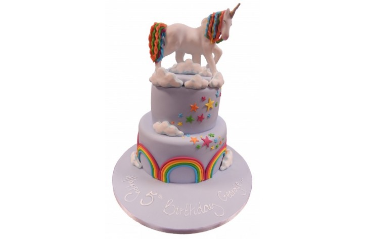 Unicorn & Rainbows Tiered Cake